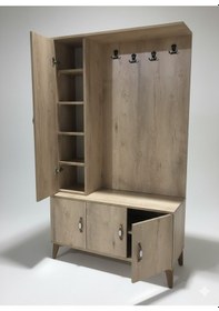 Resim Duo 3 Kapaklı Portmanto Vestiyer Ayakkabılık Dolap Meşe - M1 Meşe 