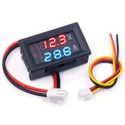 Resim Dijital Voltmetre Ampermetre DC 100V 50A Amper Voltaj Akım Ölçer 0.71 Cm Çift LED Ekran Paneli Bağlantı Tellleriyle 