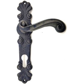 Resim Antika Tarz Dekoratif Pirinç Okyanus Oda Kapı Kolu - 230x46 Mm, Oksit 