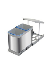 Resim P-9455 12+12 Litre Gri Teleskopik Raylı Paslanmaz Çöp Kovası P-9455 Antrasit - Gri 