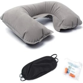 Resim Üçlü Seyahat Seti Şişme Yastık Göz Bandı Kulak Tıkacı ( Lisinya ) 