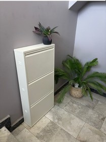 Resim Metal Ayakkabılık 3 Lü Beyaz Ral 9016 Krem 