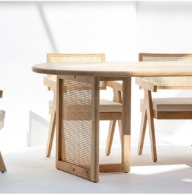 Resim Evora Masif Ahşap Hazeran Detaylı Yemek Masası Ceviz 