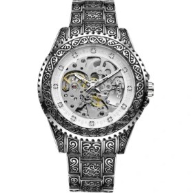 Resim Hanyang Gümüş Üst Marka Lüks Forsining Mekanik Saat Delikli Çiçek Oyma Tırnak Ölçeği Mekanik Saat Çelik Bant Izle Alaşımlı Saat (Yurt Dışından) 