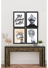 Resim Artavessa 4 Parça Çerçeve Görünümlü Mdf Tablo Seti - ART4CRVDK77 