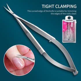 Resim Ergonomik Paslanmaz Çelik Hassas Tırnak Makası - Kesim için Kavisli Kenar, Ölü Deri & Batık Tırnaklar için Yaylı, Koku İçermeyen Manikür Aracı Saklama Kutusu ile, Tırnak Makası Seti 