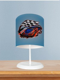 Resim Mekta Home Bebek Ve Çocuk Odası Mavi Mcqueen Deseli Abajur 
