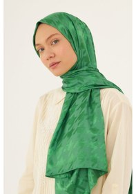 Resim Mirsoy Scarf Kazayağı Desen Parlak Jakar Şal - Benetton Yeşili Benetton Yeşili 