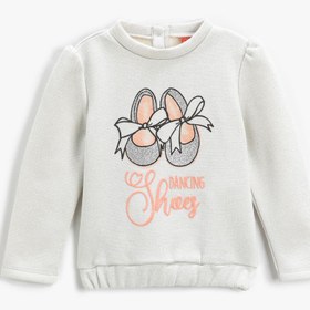 Resim Kız Bebek Yakası Çıtçıt Kapamalı Sweatshirt Baskılı Beli Lastikli 