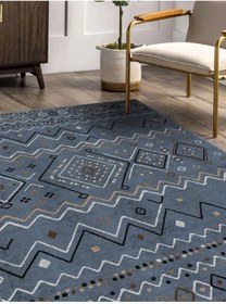 Resim Serteks Iskandinav Kilim Desenli Halı, Dokuma Taban Dekoratif Şönil Halı 