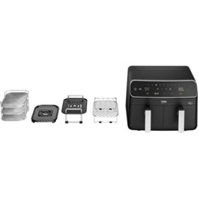 Resim Çift Hazneli Az Yağlı Hava Kızartma Makinesi, Siyah 