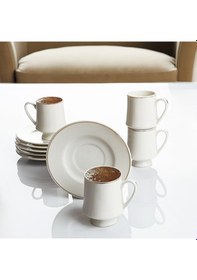 Resim Kosova Kahve Fincan Takımı 6 Kişilik Ykn06 Beyaz Gold Beyaz 