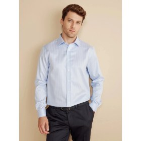 Resim Brooks Brothers Mavi Erkek Slim Fit Çizgili Gömlek BBFW25MSH024 