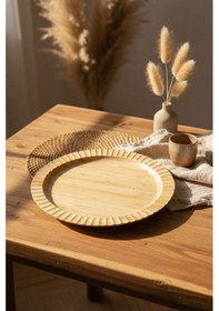 Resim Bambu Oval Servis Tabağı Seti Doğal Ahşap Şık Sunum Tabakları Farklı Boylarda Çok Renkli 