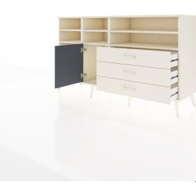 Resim Kronos Konsol 8 Raflı 3 Çekmeceli Tek Kapaklı 176x59x99 Aytaşı-a Aytaşı-antrasit/aytaşı 