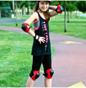 Resim Mega Kırmızı Dizlik Dirseklik Ellik Takımı, 5-12 Yaş - Bisiklet, Scooter, Koruyucu Dizlik Dirseklik Set 