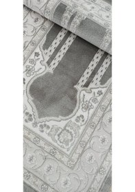 Resim Pırlanta Evva Halı Seccade Parlak Yumuşak Dokulu Kadifemsi Yüzey Açık Gri 