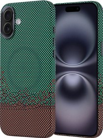 Resim İphone 16 Plus Uyumlu Kılıf Magsafe Şarj Özellikli Karbon Fiber Görünümlü Zore Nekst Kapak - Yeşil Yeşil 