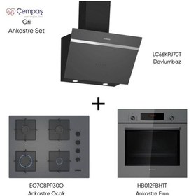 Resim Siemens HB012FBH1T - EO7C8PP30O - LC66KPJ70T 3 Parça Gri Ankastre Set 
