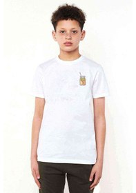 Resim Watercolor Ice Tea Baskılı Unisex Çocuk Beyaz T-Shirt 