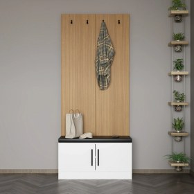 Resim Minar Kale Dekor Panel Ayakkabılık Minderli Beyaz Beyaz 
