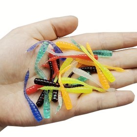 Resim 30pcs Fishing Lure Artificial Worm Soft Bait Wobblers Plastic Swimbait Fishing Gear For Fishing Bass 