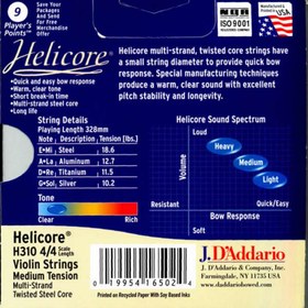 Resim D'Addario H313H Helicore 4/4 Tek Keman Teli - Heavy (Re) 