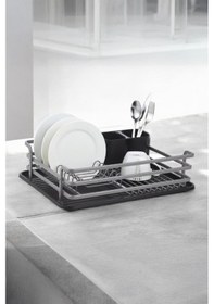 Resim Paslanmaz Alüminyum Tek Katlı Füme Bulaşıklık Modern Tabaklık Siyah 