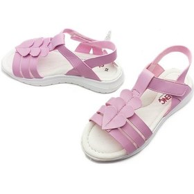 Resim Gdt Ayakkabı Şirin Genç Ortopedik Pembe Bantlı Kalp Detaylı Kız Çocuk Sandalet Pembe 