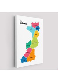 Resim Es10 Kanvas Türkiye Haritası Komşulu Ülkeli Dekoratif 1067 (95 x 55) 