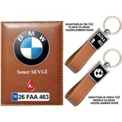 Resim Plakanıza Özel Bmw Logolu Taba Ruhsat Kabı Ve Anahtarlık 