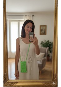 Resim Artepieza El Yapımı Yeşil Örgü Telefon Çantası, Handmade Tasarım Çanta-el Örgüsü Kadın Mini Çanta 18 10 Yeşil 