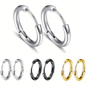 Resim Avrupa ve Amerika'da Sıcak Satışlar Titan Paslanmaz Çelik Hoop Küpeler, Modaya Uygun Unisex Basit Çiviler, Fabrikadan Doğrudan Trendy Kulak Kelepçeleri 8mm/10mm/12mm/14mm 