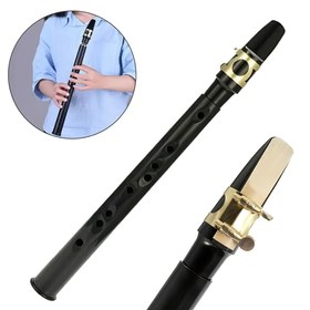 Resim Taşınabilir Cep Saksofonu - 8 Delikli Mini Soprano/Alto Klarnet Benzeri Kamışlı Enstrüman, Başlangıç ve Seyahat İçin Kompakt Reçine Saksofon, Altın Tarzı Ligatür Benzeri Mekanizmalı Beyaz Cep Saksofonu (Ligatür Yok) - & Öğrenme 