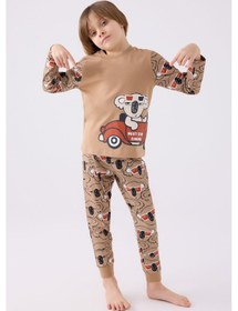 Resim Rolypoly Erkek Çocuk Kahverengi Pijama Takımı Rp3446-c-v2 