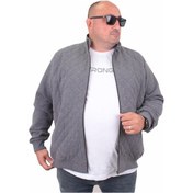 Resim Mocgrande Büyük Beden Fermuarlı Hırka Diamond 23281 Antrasit Melanj-Antrasit Melanj 