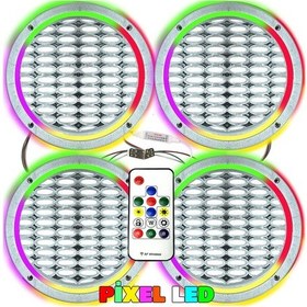 Resim Pixel Ledli 16cm Hoparlör Kapak Gümüş 4 Adet Poke Pk-6298 
