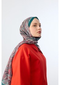 Resim Mirsoy Scarf Mina Etnik Desen Şal Petrol 