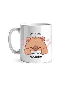 Resim Just A Girl Who Loves Capybaras Yazılı Kapibara Tasarımlı Kupa Model 215 Baskılı Seramik Kahve Kupası Beyaz 