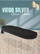 Resim Gazzini furniture Viego Silver Striped Bench Lüks Metal Gümüş Ayak, Chester Model Yatak Ucu Antrasit Puf 