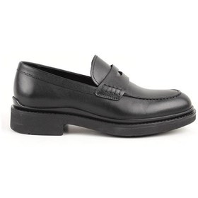 Resim Libero Lz5009 Geniş Kalıp %100 Hakiki Antik Deri Kalın Tabanlı Kadın Loafer Siyah 