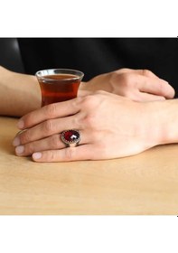 Resim Stillove Gümüş Kırmızı Zirkon Taşlı Erkek Yüzük Sl4331 Gümüş 
