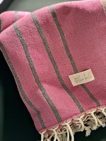 Resim Peştemal 90 X 180 Cm Jakarlı%100 Pamuk El Dokuması Püsküllü | Kutulu Rope | Pembe - Turuncu - Siyah 