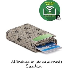 Resim Adelina Bags Unisex Mekanizmalı Otomatik Kızaklı Kartlık Cüzdan Koyu Vizon 