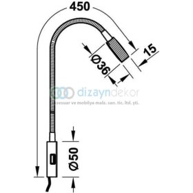 Resim Dizaynaks Yatak Başı Esnek Okuma Lambası Mat Siyah 