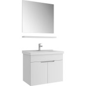 Resim Stora 80 cm Set - Parlak Beyaz (Ayna+Etajer) Lavabo Dahıl 