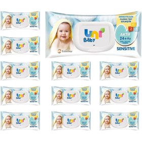 Resim Uni Baby Aktif Sensitive Bebek Islak Mendil 24+ Ay 12x90 Adet - Standart / Standart 