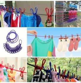 Resim Buffer Çamaşır İpi 12 Mandallı Klipsli Lastikli Çamaşır Mandallar 