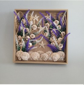 Resim Âric El Yapımı Deniz Kabuklu Ahşap Duvar Panosu 