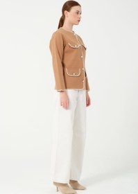Resim HatunAtila Kroşetalı Dört Cep Görünümlü Kaşe Ceket 7867 Camel - Camel / L 
